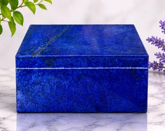 Schmuckkästchen aus Lapislazuli, Aufbewahrungsbox für königsblaue Edelsteine ​​(7 x 5 cm)