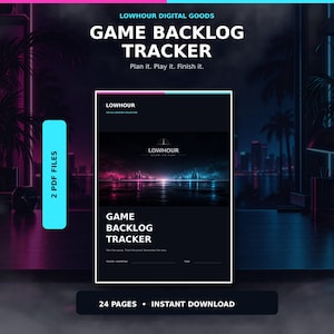 PDF för spårning av spelstopp | Utskrivbar spelplanerare | Digital speldagbok | Loggbok för videospel | Nedladdning för surfplatta och A4-format
