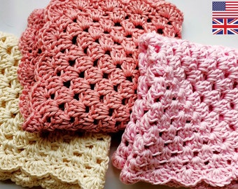 Crochet Washcloth Pattern in a Granny Square Design * includes US & UK pdf versions * Easy crochet dishcloth pattern * Tawashi pattern