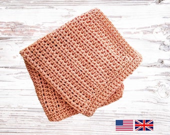 Newbie Crochet Dishcloth Pattern: Easy crochet pattern for a beginner friendly washcloth * USA & UK versions * Tawashi * The Donegal *