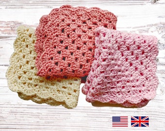 Crochet Washcloth Pattern in a Granny Square Design * includes US & UK pdf versions * Easy crochet dishcloth pattern * Tawashi pattern
