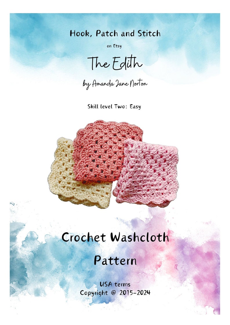 Crochet Washcloth Pattern in a Granny Square Design includes US & UK pdf versions Easy crochet dishcloth pattern Tawashi pattern image 10