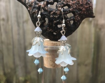 Light blue flower earrings