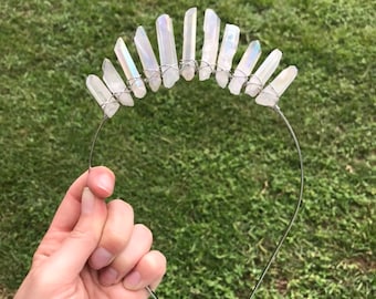 Angel aura quartz crystal tiara.