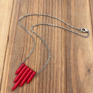 Red Spike and Silver Necklace