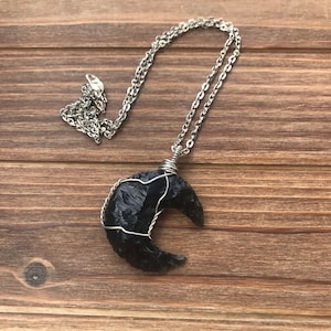 Obsidian moon necklace