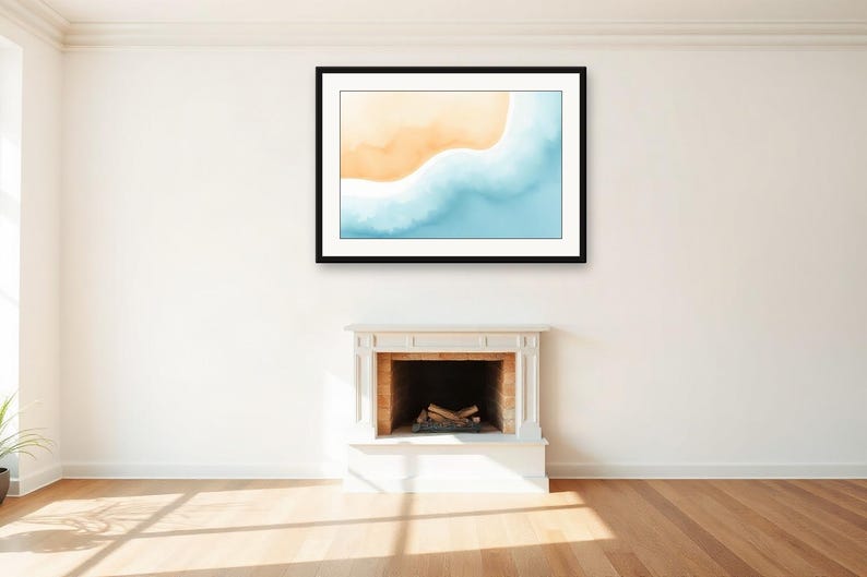Tide Channel Curve | AI-Assisted Coastal Art, Watercolour-Look, Sea-Glass Blue, Tidewash (Digital Download) image 3