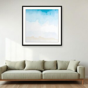 Sea-Glass Shallows | AI-Assisted Coastal Art, Watercolour-Look, Sea-Glass Blue, Tidewash (Digital Download) image 4