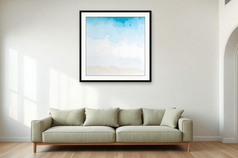 Sea-Glass Shallows | AI-Assisted Coastal Art, Watercolour-Look, Sea-Glass Blue, Tidewash (Digital Download) image 4