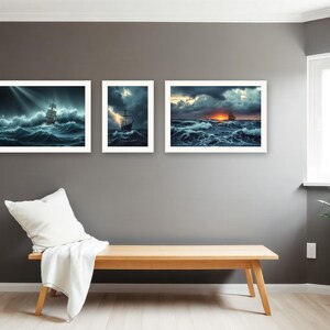 Storm Season Seascape Art Set | AI-Assisted Digital Prints (A4, A3, A2) image 2