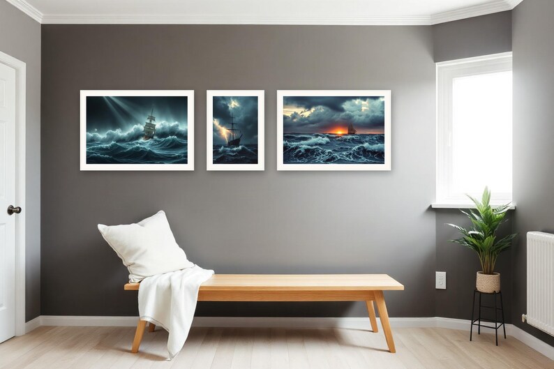 Storm Season Seascape Art Set | AI-Assisted Digital Prints (A4, A3, A2) image 2