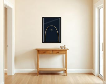 Celestial Arch in Gold | AI-Assisted Celestial Art | Unframed or Framed Print | A4 A3 A2