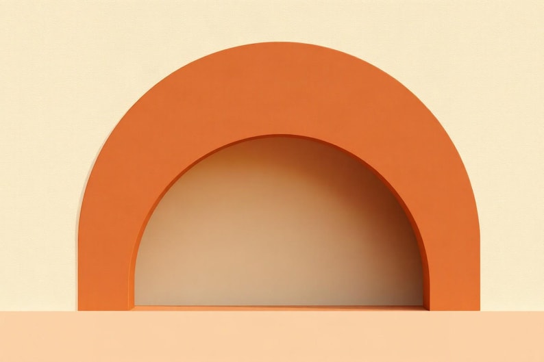 Horizonte de arcos de terracota / Arte abstracto asistido por IA, forma neutra bohemia, arcos neutros (descarga digital) imagen 1
