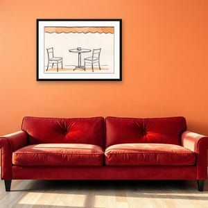 AI-Assisted Cafe Art Print, Ink-and-Wash Style, Coffee Cup Still Life (Digital Download) image 3