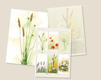 Druckbares Junk-Journal-Set „Wildblumenwiese“ | A4- und US-Letter-Papier und -Materialien | AI Art