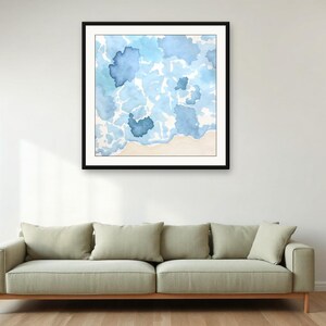Harbour Shallows, Blue | AI-Assisted Coastal Art, Watercolour-Look, Sea-Glass Blue, Tidewash (Digital Download) image 4