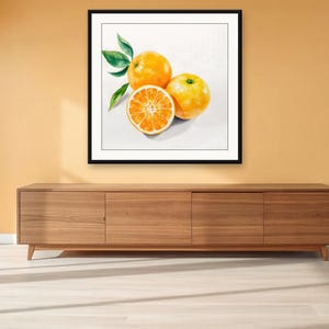 AI-Assisted Orange Study, Watercolour-Look Botanical Art (Digital Download) image 3