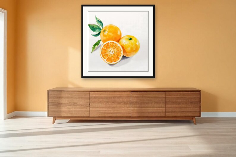 AI-Assisted Orange Study, Watercolour-Look Botanical Art (Digital Download) image 3