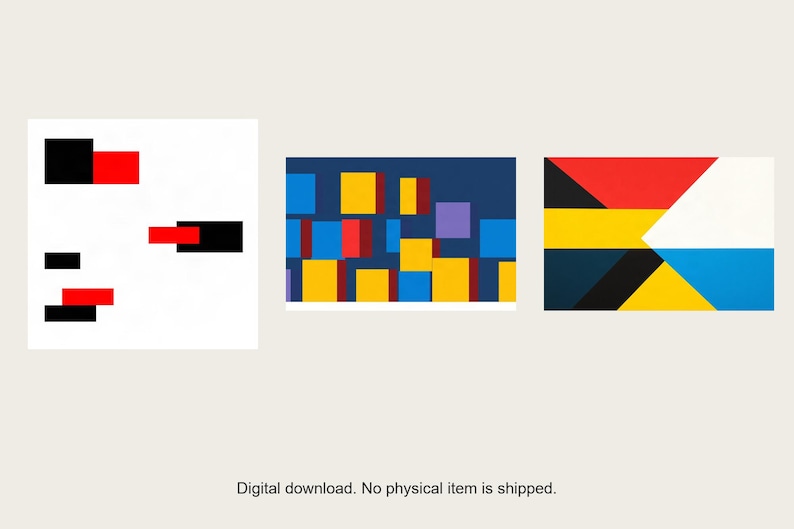 Set di opere d'arte astratte realizzate con blocchi primari e intelligenza artificiale (download digitale) immagine 1