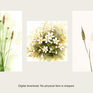 Wildflower Margins Gallery Wall Set | AI-Assisted Botanical Prints (Digital Download) image 1