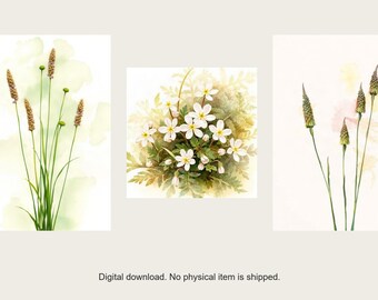 Wildflower Margins Gallery Wall Set | AI-Assisted Botanical Prints (Digital Download)