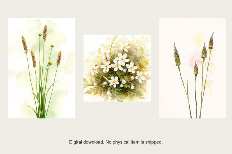 Wildflower Margins Gallery Wall Set | AI-Assisted Botanical Prints (Digital Download) image 1
