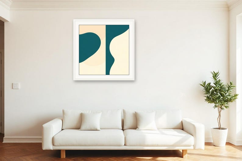 Teal Drift | AI-assisterad abstrakt konst, färgfält (digital nedladdning) bild 2