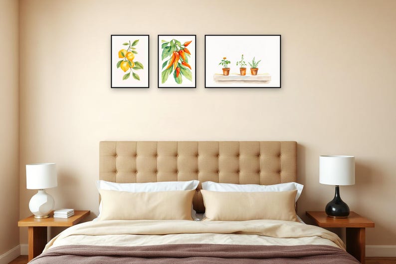 Kitchen Garden Botanical Art Set | AI-Assisted Watercolour-Look Prints (Digital Download) image 3