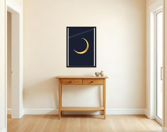 Crescent Moon Study | AI-Assisted Celestial Art | Unframed or Framed Print | A4 A3 A2