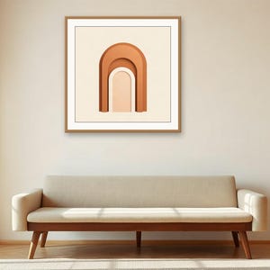 Terracotta Boho Muurdecoratie, In elkaar geneste bogen print | Printbare digitale download | A4 A3 A2 | AI-kunst afbeelding 2