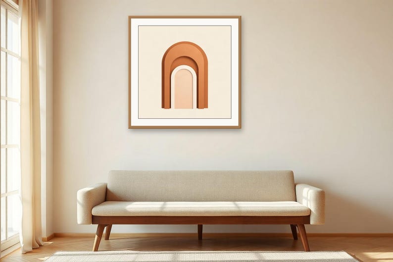 Terracotta Boho Muurdecoratie, In elkaar geneste bogen print | Printbare digitale download | A4 A3 A2 | AI-kunst afbeelding 2