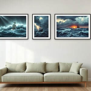 Storm Season Seascape Art Set | AI-Assisted Digital Prints (A4, A3, A2) image 3