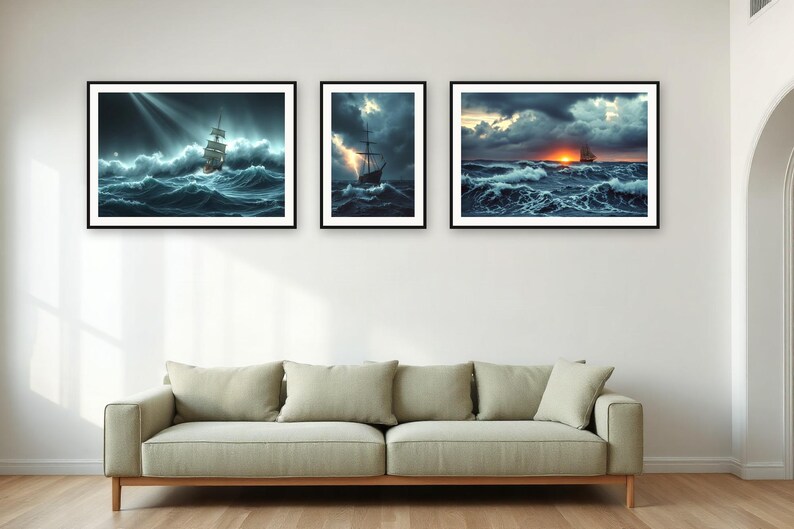 Storm Season Seascape Art Set | AI-Assisted Digital Prints (A4, A3, A2) image 3