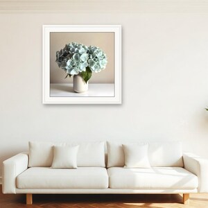 Sage Green Floral Wall Art, Hydrangea Round Vase Print | Printable Digital Download | A4 A3 A2 | AI Art image 4