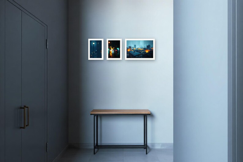 Rain on Glass Cityscape Set | AI-Assisted Night Art (Digital Download) image 2