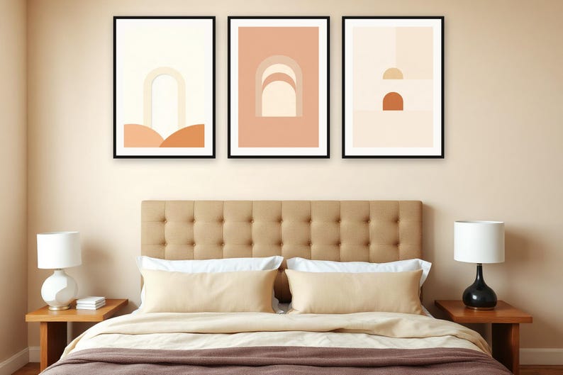 Neutral Arches Gallery Wall Set | AI-Assisted Abstract Art (Digital Download) image 3