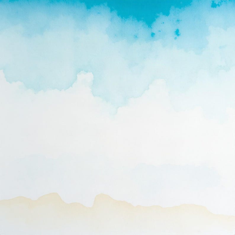 Sea-Glass Shallows | AI-Assisted Coastal Art, Watercolour-Look, Sea-Glass Blue, Tidewash (Digital Download) image 1