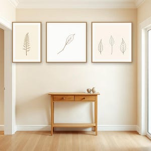 Line and Leaf Botanical Print Set | AI-Assisted Fern, Ivy, Pressed Leaves (Digital Download) image 2