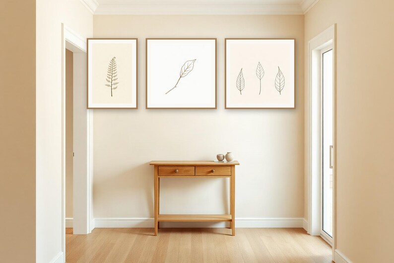Line and Leaf Botanical Print Set | AI-Assisted Fern, Ivy, Pressed Leaves (Digital Download) image 2