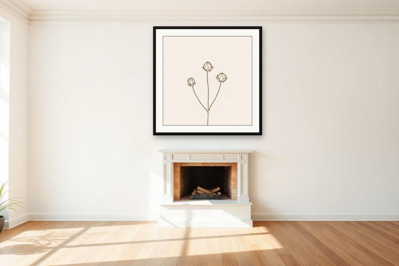 Taupe Botanical Wall Art, Seed Pod Print | Printable Digital Download | A4 A3 A2 | AI Art image 3
