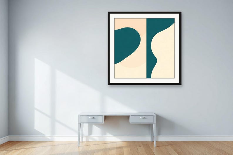 Teal Drift | AI-assisterad abstrakt konst, färgfält (digital nedladdning) bild 3