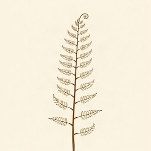 Cream Botanical Wall Art, Single Fern Frond Print | Printable Digital Download | A4 A3 A2 | AI Art image 1