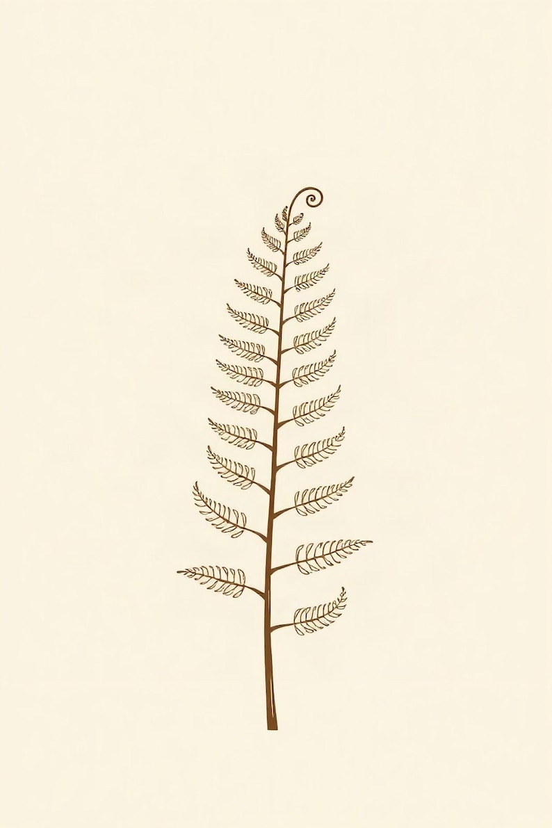 Cream Botanical Wall Art, Single Fern Frond Print | Printable Digital Download | A4 A3 A2 | AI Art image 1
