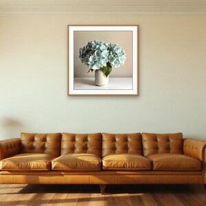 Sage Green Floral Wall Art, Hydrangea Round Vase Print | Printable Digital Download | A4 A3 A2 | AI Art image 2