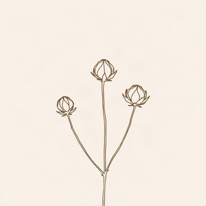Taupe Botanical Wall Art, Seed Pod Print | Printable Digital Download | A4 A3 A2 | AI Art image 1