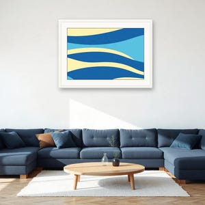 Blue Coastal Wall Art, Striped Horizon Blue Print | Printable Digital Download | A4 A3 A2 | AI Art image 4
