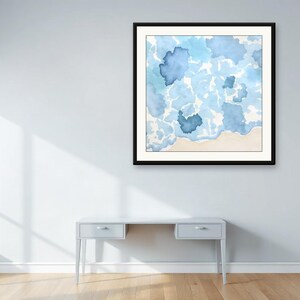 Harbour Shallows, Blue | AI-Assisted Coastal Art, Watercolour-Look, Sea-Glass Blue, Tidewash (Digital Download) image 3