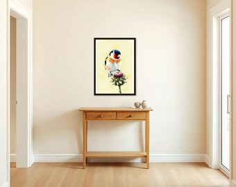Goldfinch on Thistle | AI-Assisted Bird Art | Unframed or Framed Print | A4 A3 A2