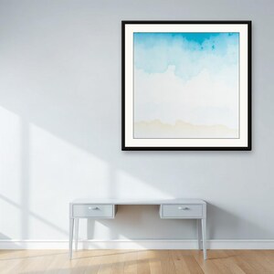 Sea-Glass Shallows | AI-Assisted Coastal Art, Watercolour-Look, Sea-Glass Blue, Tidewash (Digital Download) image 2