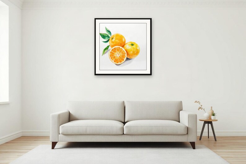 AI-Assisted Orange Study, Watercolour-Look Botanical Art (Digital Download) image 2
